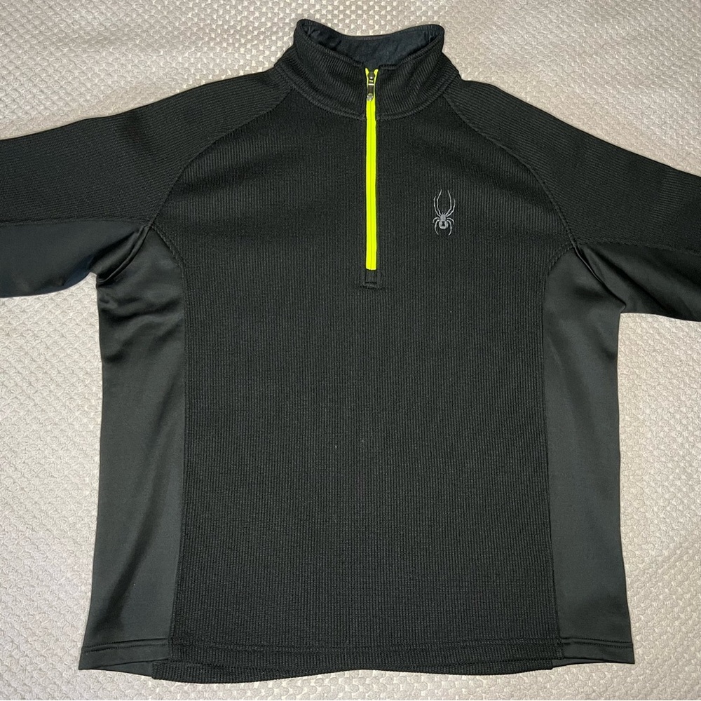 Spyder Core Sweater Outbound Black/Neon Fleece Lined Pullover 1/4 Zip Sweatshirt